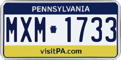 PA license plate MXM1733