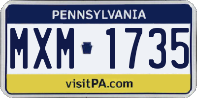 PA license plate MXM1735