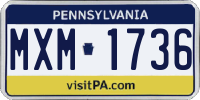 PA license plate MXM1736