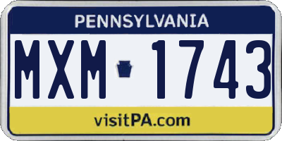 PA license plate MXM1743