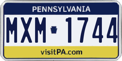PA license plate MXM1744
