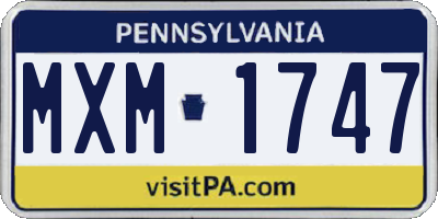 PA license plate MXM1747