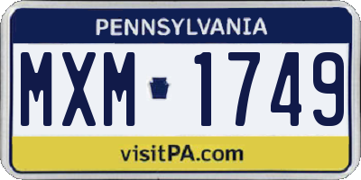 PA license plate MXM1749
