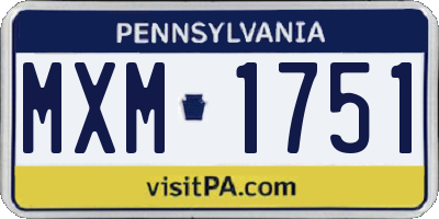 PA license plate MXM1751
