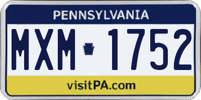 PA license plate MXM1752