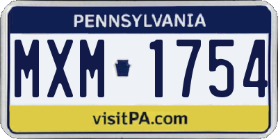 PA license plate MXM1754