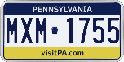 PA license plate MXM1755