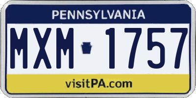 PA license plate MXM1757