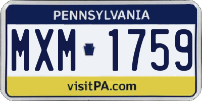 PA license plate MXM1759