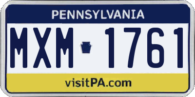 PA license plate MXM1761