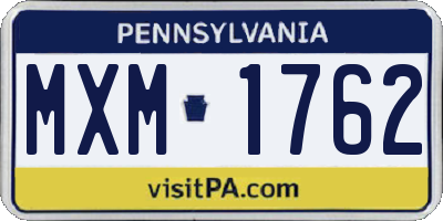 PA license plate MXM1762