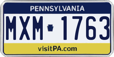 PA license plate MXM1763