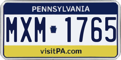 PA license plate MXM1765