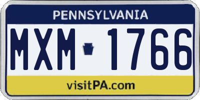 PA license plate MXM1766