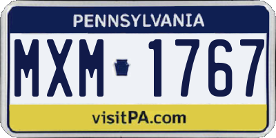 PA license plate MXM1767