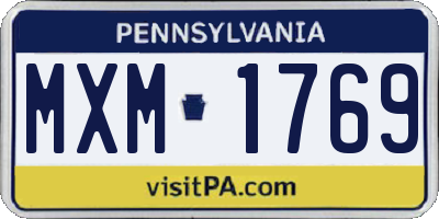 PA license plate MXM1769