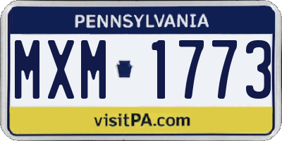 PA license plate MXM1773