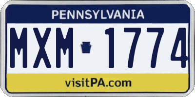 PA license plate MXM1774