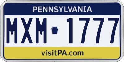 PA license plate MXM1777