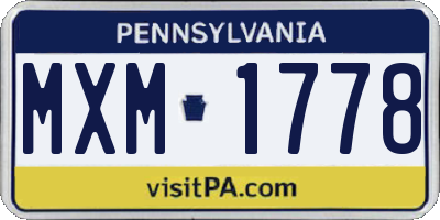 PA license plate MXM1778