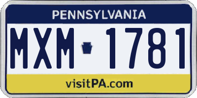 PA license plate MXM1781