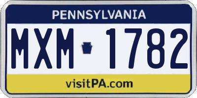 PA license plate MXM1782
