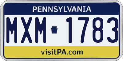 PA license plate MXM1783