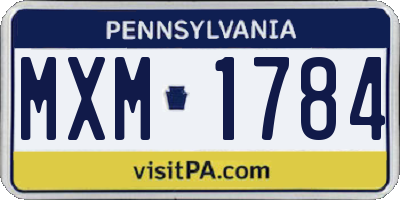 PA license plate MXM1784