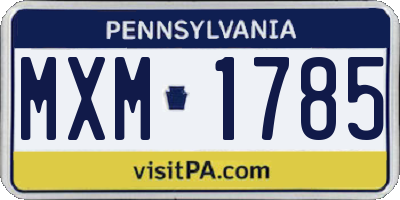 PA license plate MXM1785
