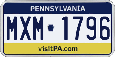PA license plate MXM1796