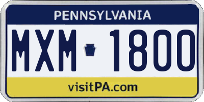 PA license plate MXM1800