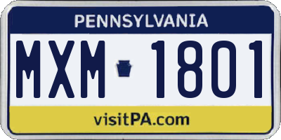 PA license plate MXM1801