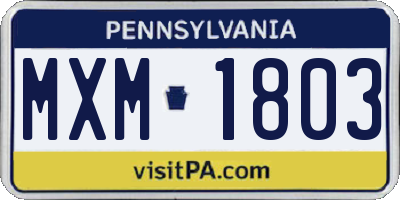 PA license plate MXM1803