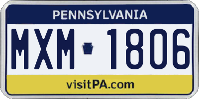PA license plate MXM1806