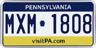 PA license plate MXM1808