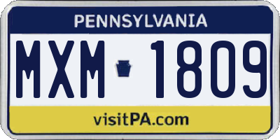 PA license plate MXM1809