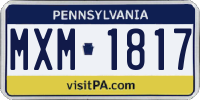 PA license plate MXM1817