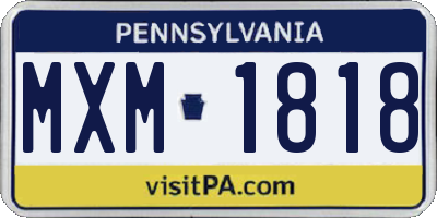 PA license plate MXM1818