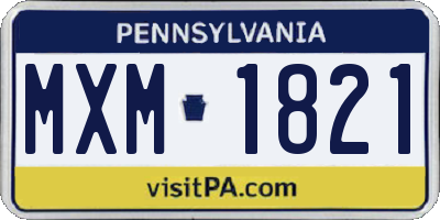 PA license plate MXM1821