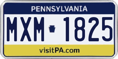 PA license plate MXM1825