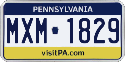 PA license plate MXM1829
