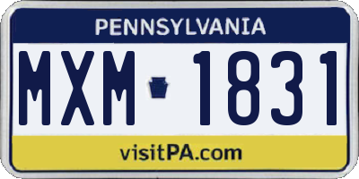 PA license plate MXM1831