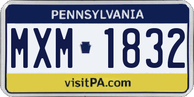 PA license plate MXM1832