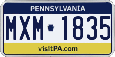 PA license plate MXM1835