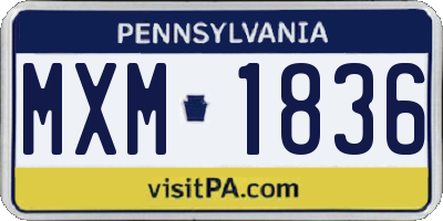 PA license plate MXM1836
