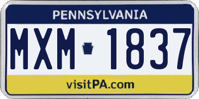 PA license plate MXM1837