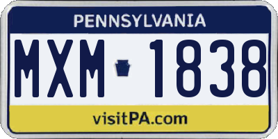 PA license plate MXM1838