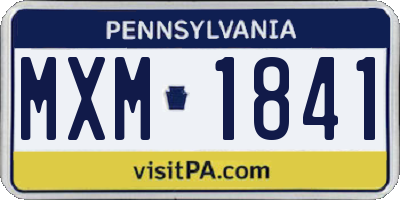 PA license plate MXM1841