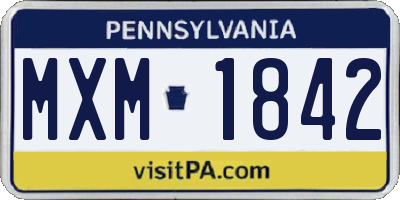 PA license plate MXM1842