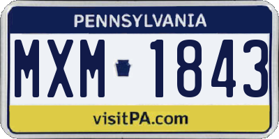 PA license plate MXM1843